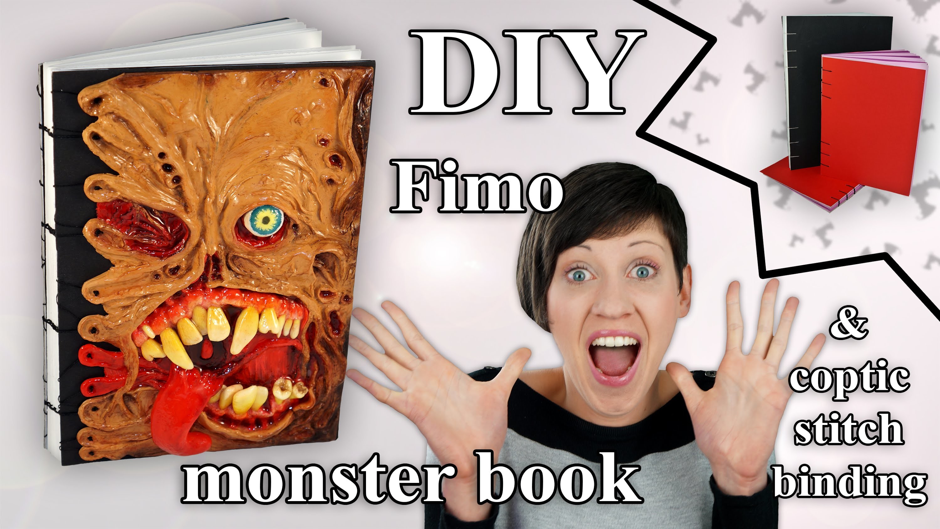 FIMO Buch (Monster): Polymer Mutant & Coptic Stitch Book - Tutorial [HD.DE] (EN-Sub)