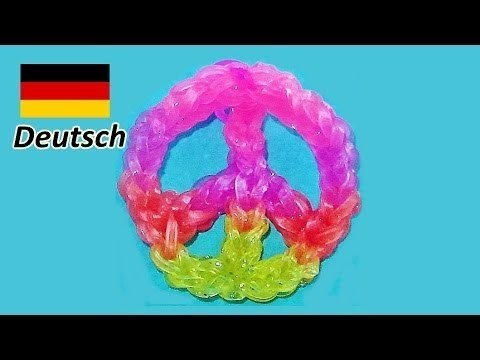 Loom Bandz (Deutsch Anleitung) Rainbow Loom Deutsch Frieden.  Loom Bands Peace