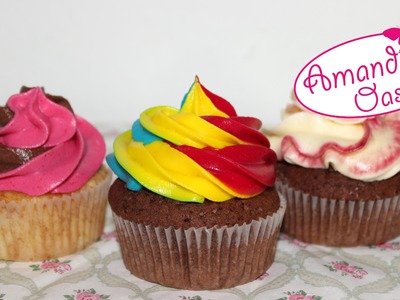 Mehrfarbiges & buntes Frosting | Rainbow Cupcakes | Color Swirl | 3 Techniken | Tutorial