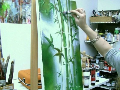 Acrylmalen: Malen lernen, Anleitung zum Bambus. Acrylic painting Tutorial Demo, bamboo painting