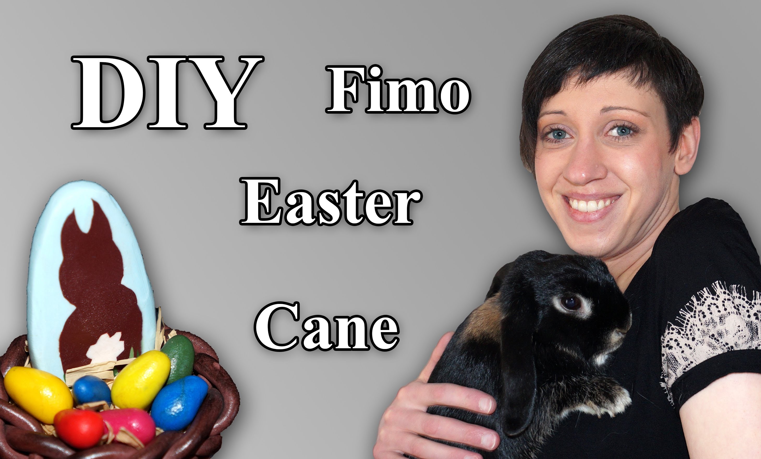 FIMO Osterhasen Cane: Polymer Easterbunny - Tutorial [HD.deutsch] (EN-Sub)