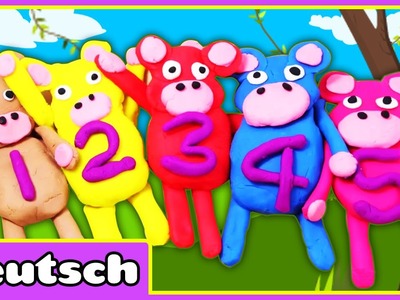 5 kleine Affen aus Knete | Play doh 5 Little Monkeys | DIY Playdoh Creation by HooplaKidz Deutsch