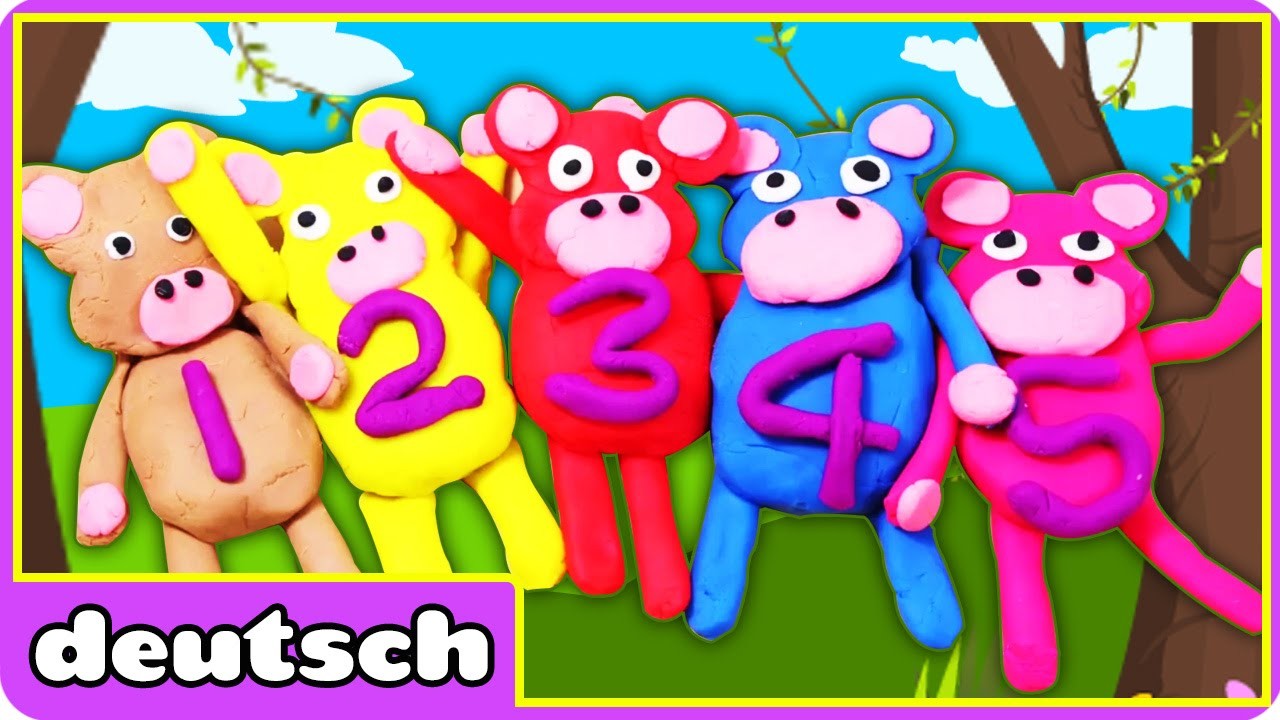 5 kleine Affen aus Knete | Play doh 5 Little Monkeys | DIY Playdoh Creation by HooplaKidz Deutsch