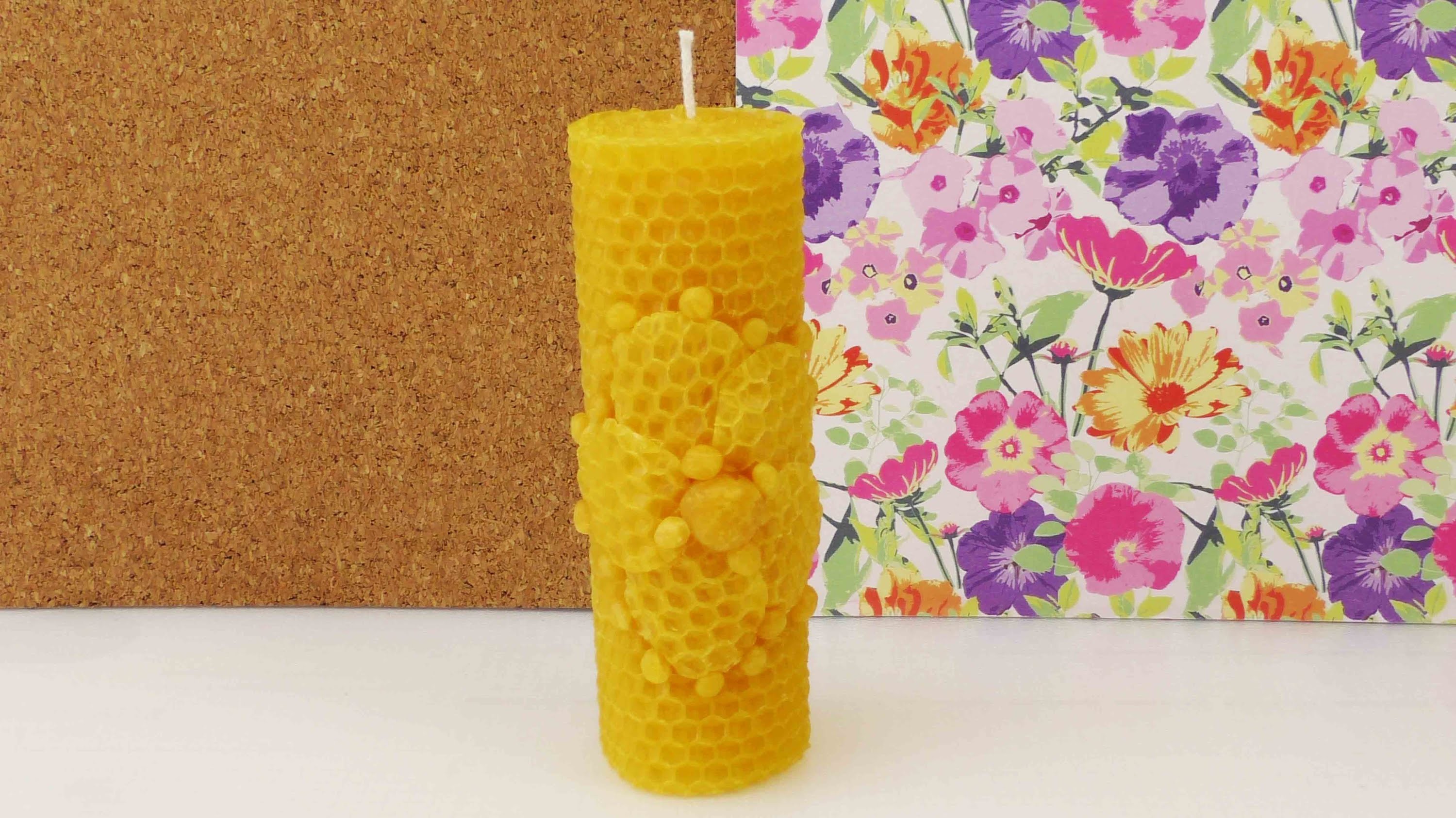 DIY Kerze aus Bienenwachsplatten | Blumen Motiv | tolle Geschenkidee selber machen
