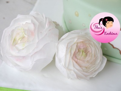 How to make buttercup flowers with wafer paper. Ranunkel-Tutorial aus Esspapier