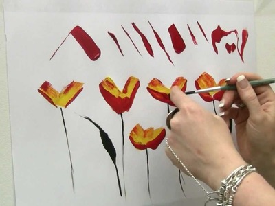 Acrylmalen: Malen lernen, Übungen zur Mohnblume. Acrylic painting Tutorial Demo, floral painting