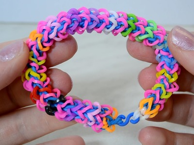 Rainbow Loom Quadzilla Bracelet With Two Forks without Loom-DIY