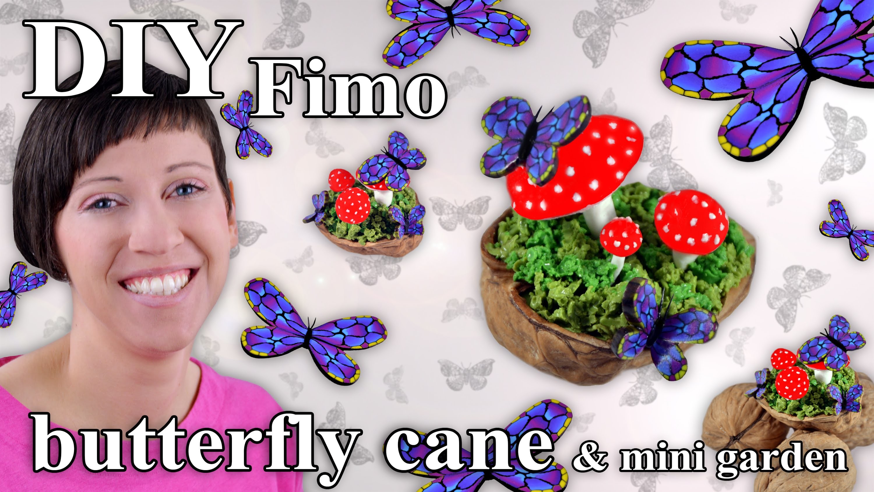 FIMO Schmetterling (Cane): Polymer Clay Butterfly Garden - Tutorial [HD.DE] (EN-Sub)