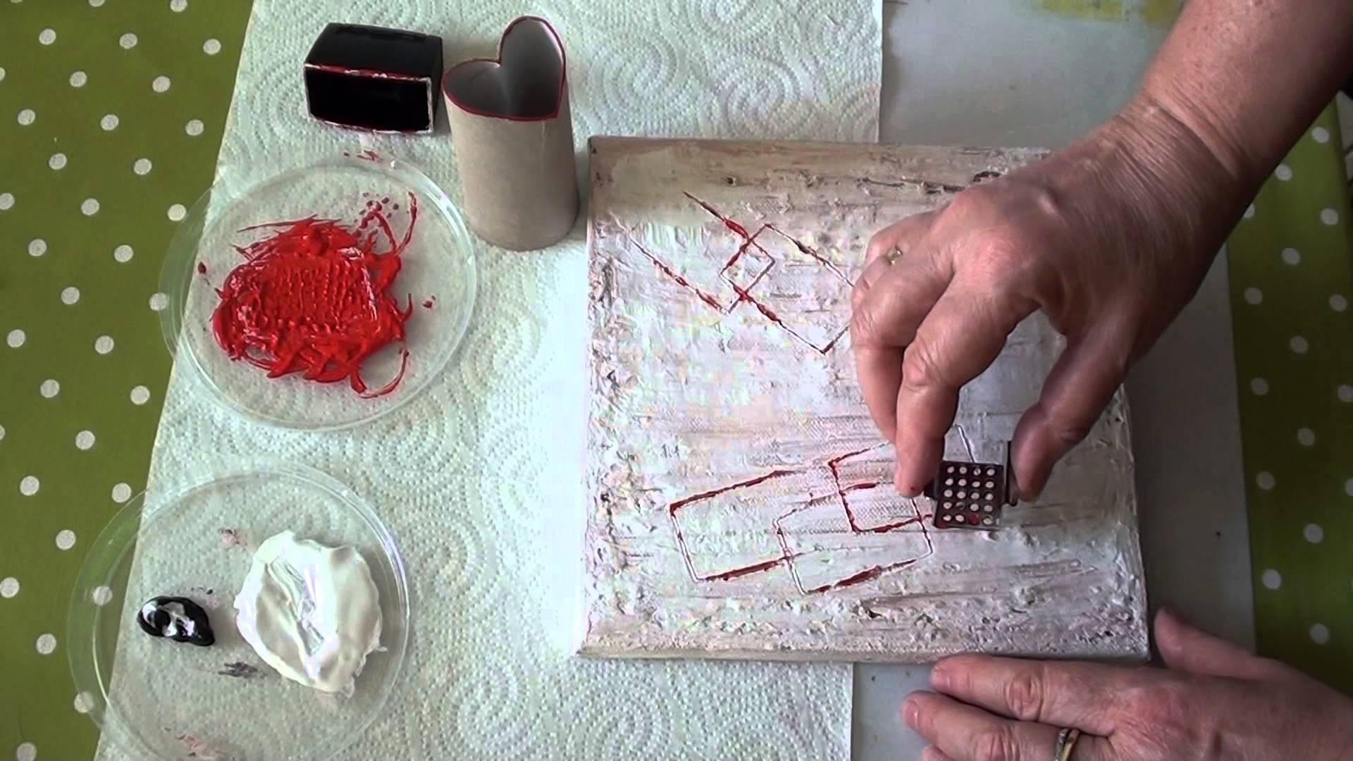 DIY abstrakt  Acryl,ohne Pinsel mit "Herz" für Anfänger