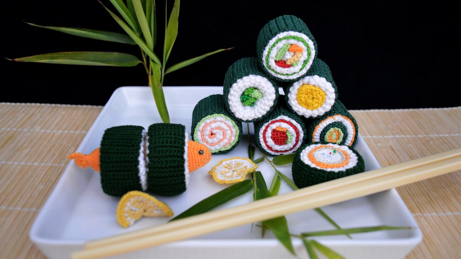 Sushi, crochet Food, HÄKELN   寿司