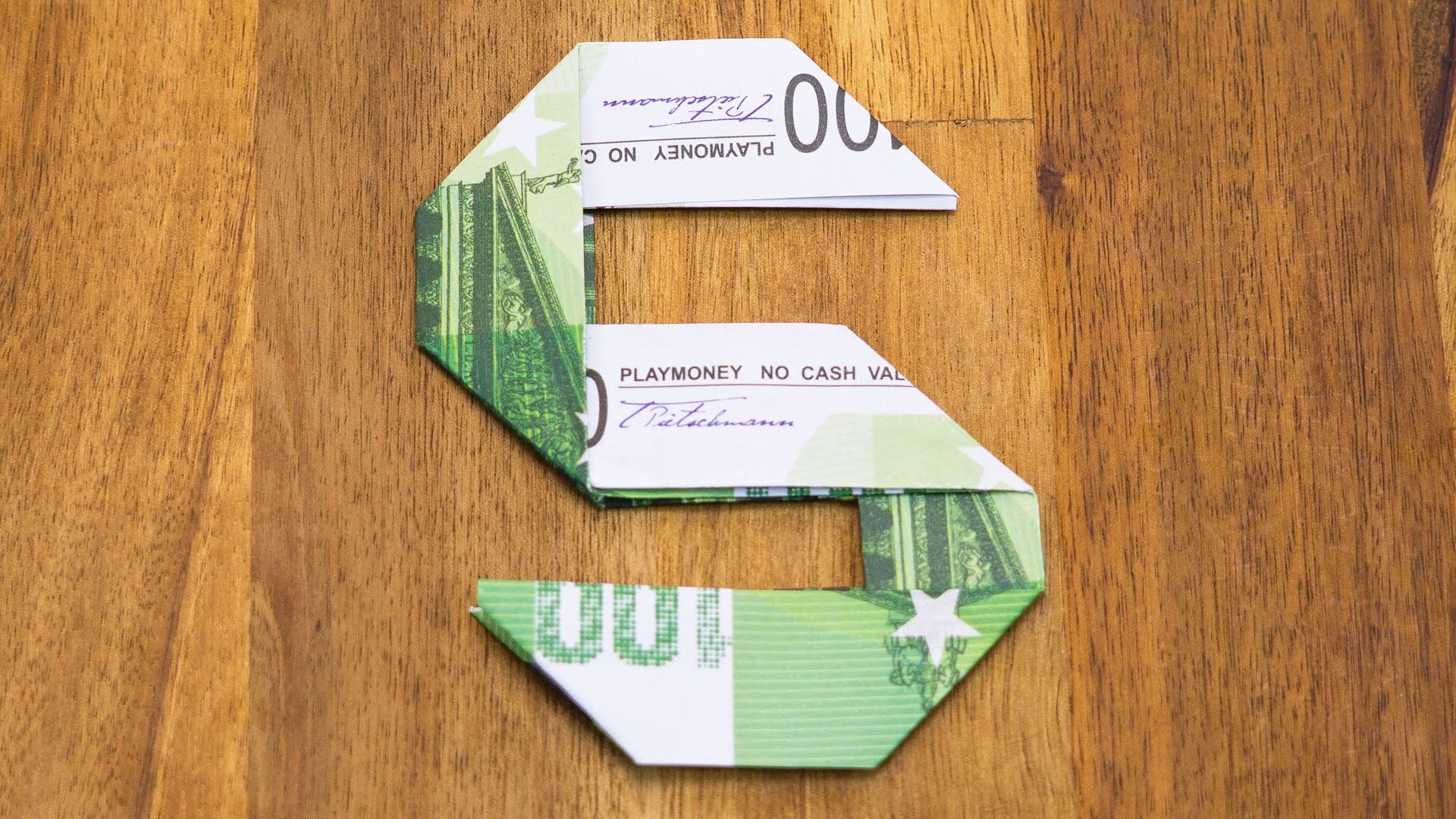 Geldschein falten Zahl 5, Origami Geldgeschenk Tutorial, Nummer 5.10