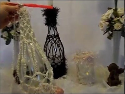 DIY:keka GRUNDMUSTER 4 EDEL Flaschen umhäkeln ;DEKO Flaschen -Kerzen Ständer,Windlicht,. UPCYCLING