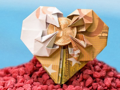 Geschenkidee zur Hochzeit, Geldschein zu einem Herz falten - Origami