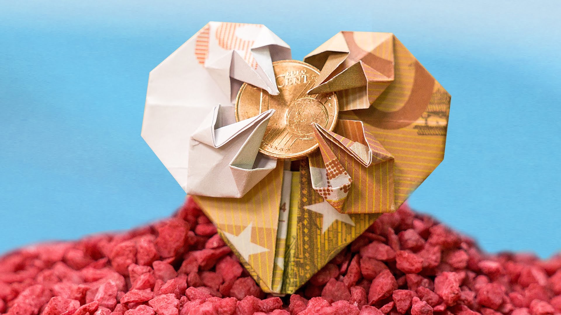 Geschenkidee zur Hochzeit, Geldschein zu einem Herz falten - Origami