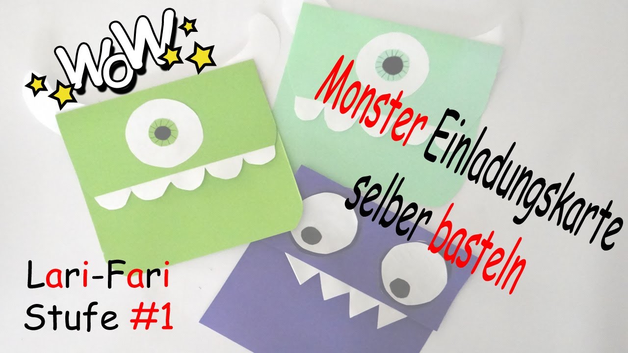 Monster Einladungskarte Basteln - DIY - Mike aus Monster AG - Selber machen aus Papier