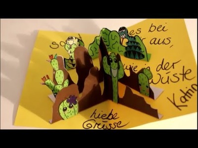 DIY: Pop Up Karte ♥Dankeskarte♥ basteln *auch für Kinder*. Kaktus Schlange Wüste