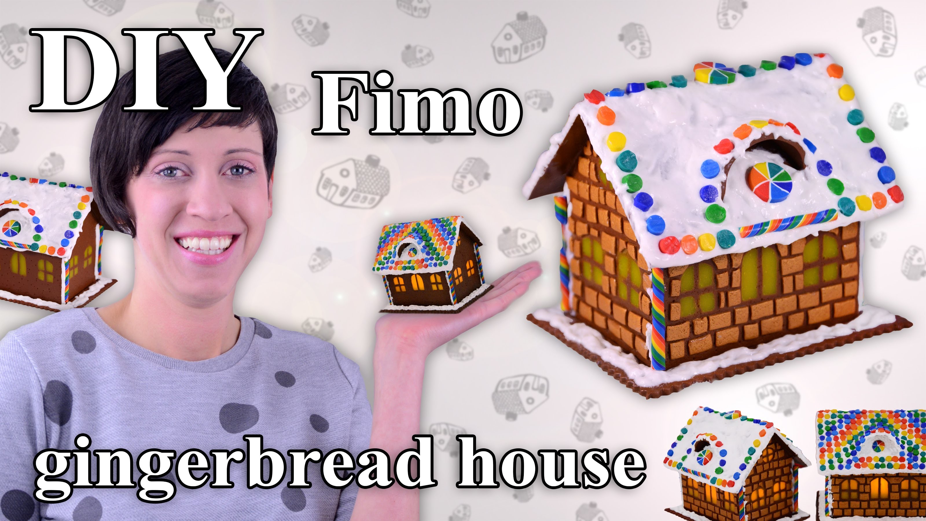 FIMO Lebkuchenhaus: Polymer Clay Gingerbread House - Tutorial [HD.DE] (EN-Sub)
