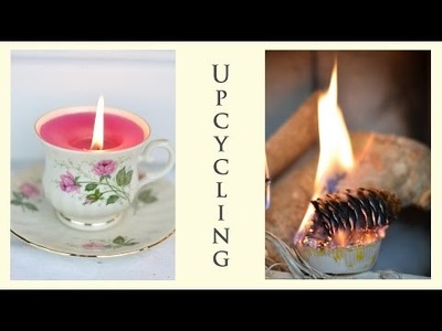 DIY.Upcycling von Kerzenwachsresten als Duftkerze in der Tasse.Anzündhilfen für Kamin und Grillfeuer