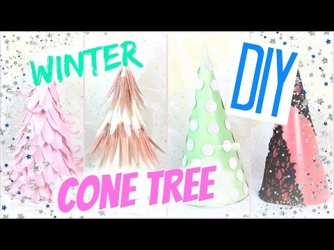 DIY Winter Room Decor Cone Tree #WinterCafe