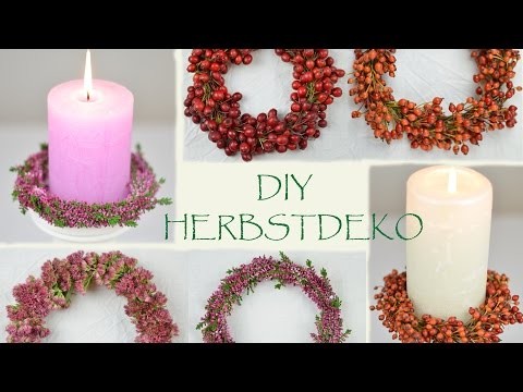 DIY- romantische Herbstdeko mit monochrome Beeren-  und Blütenkränzchen