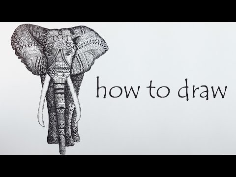 DIY Tutorial ♥ ELEPHANT Speed Drawing ♥ Black & White  Mandala Zentangle