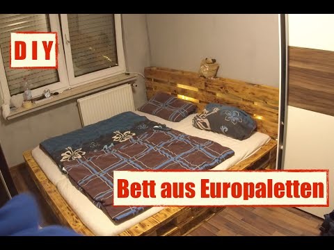 Möbel aus Europaletten - Paletten Bett mit LED Beleuchtung - DIY Furniture