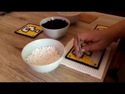 DIY Bügelperlen Glasuntersetzer (Mario Fragezeichen Block )