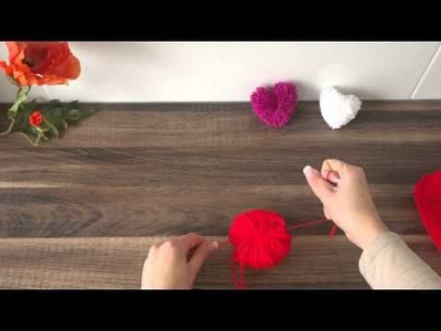 DIY Herz basteln, für Valentinstag, Muttertag, Geburtstag, basteln mit Wolle