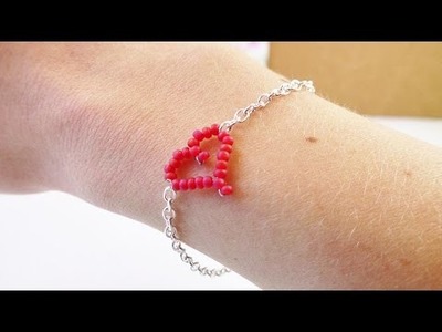DIY Armband mit Herz aus Perlen |  Filigranes Herzchen selber machen | tolles Geschenk | Modeschmuck