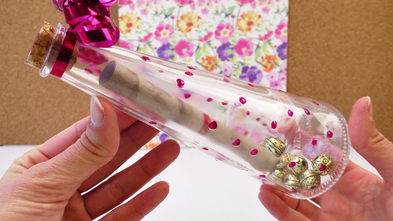 Süße Geschenkidee Flaschenpost mit Gutschein | Post in einer Vase mit Korken | DIY