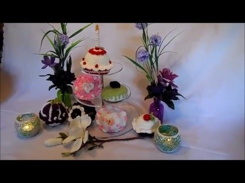 DIY: keka MUFFIN , Cupcake , Törtchen HÄKELN;;selber machen ,Erdbeer Törtchen PART 1
