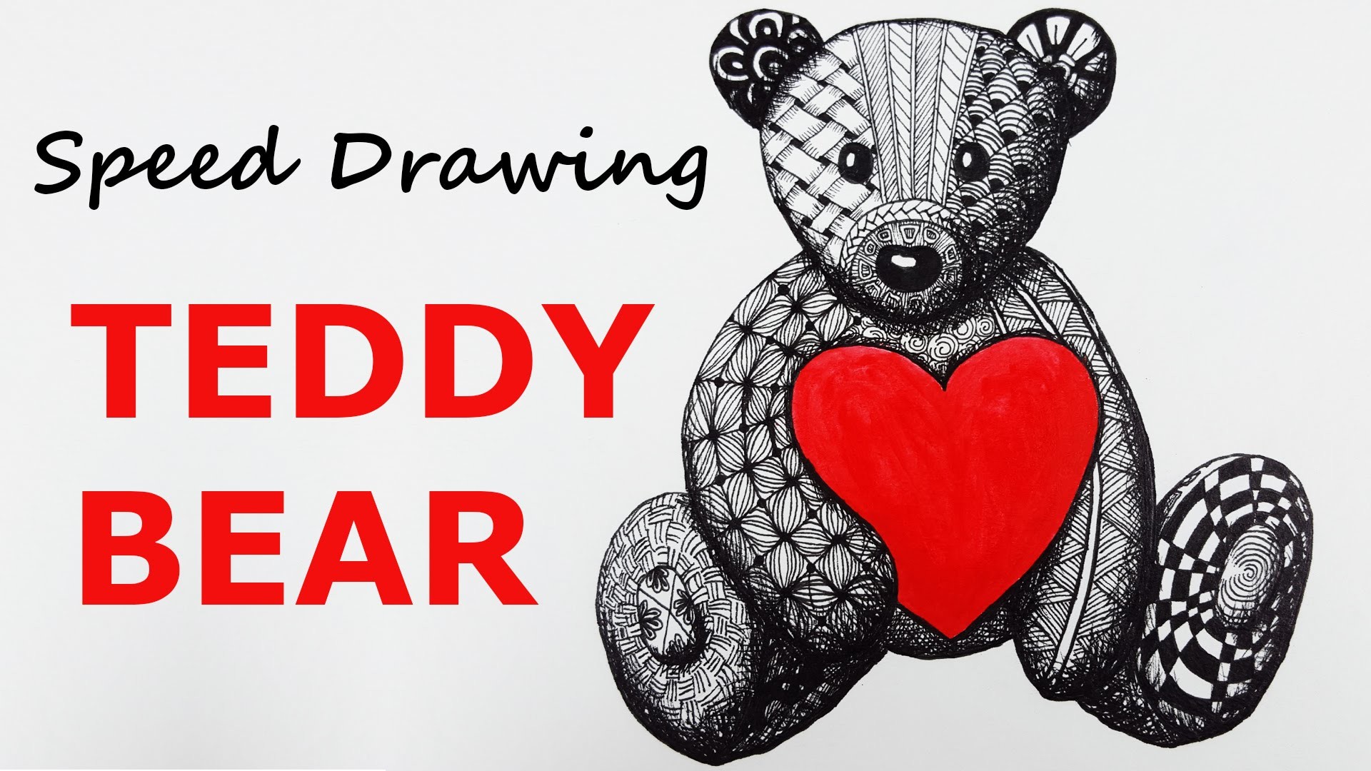 Speed Drawing ♥  Teddy Bear ♥ Zentangle | DIY Valentine Bear