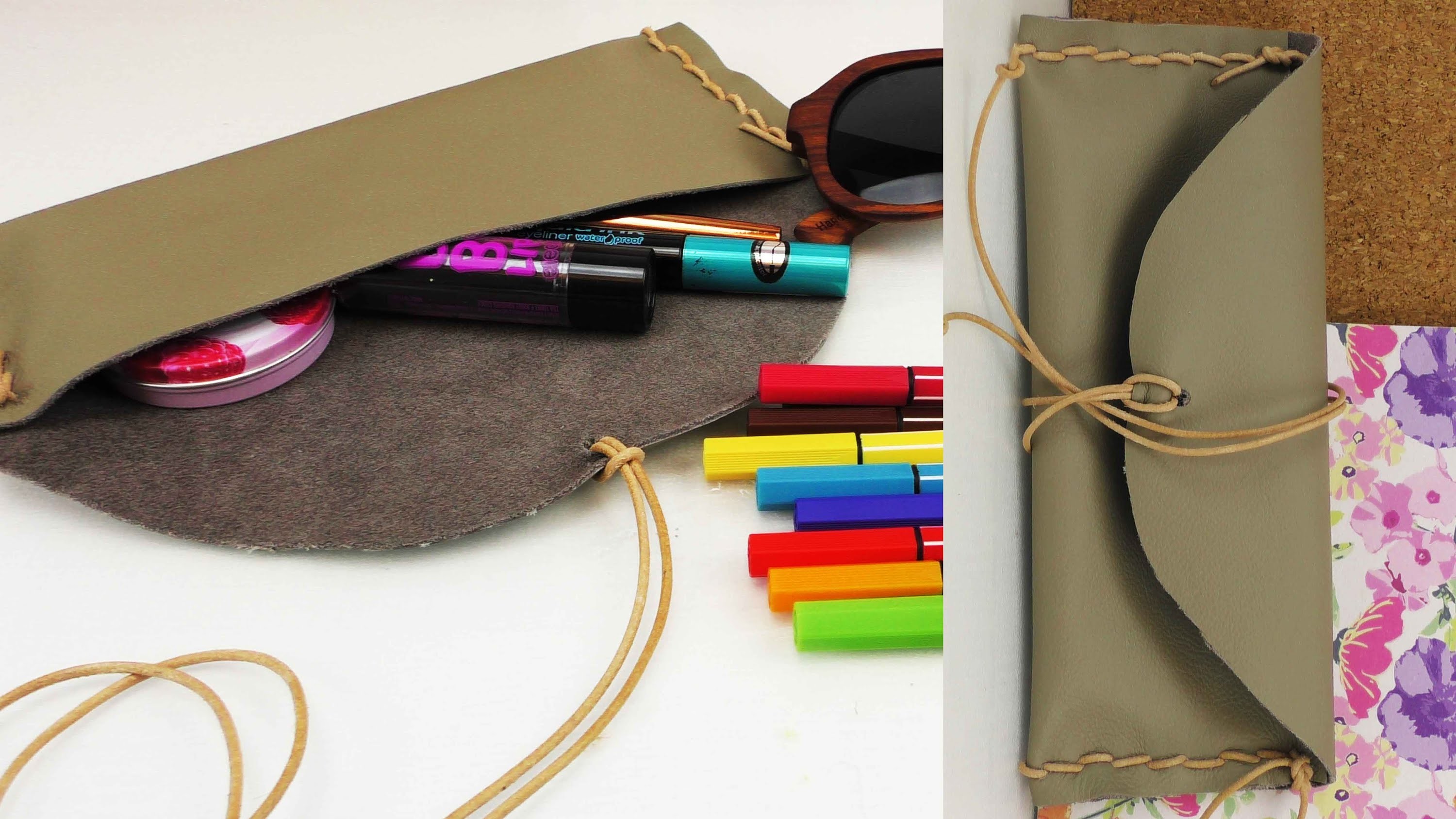DIY Lederetui Tasche für Kosmetik, für Stifte, für die Sonnenbrille selber machen