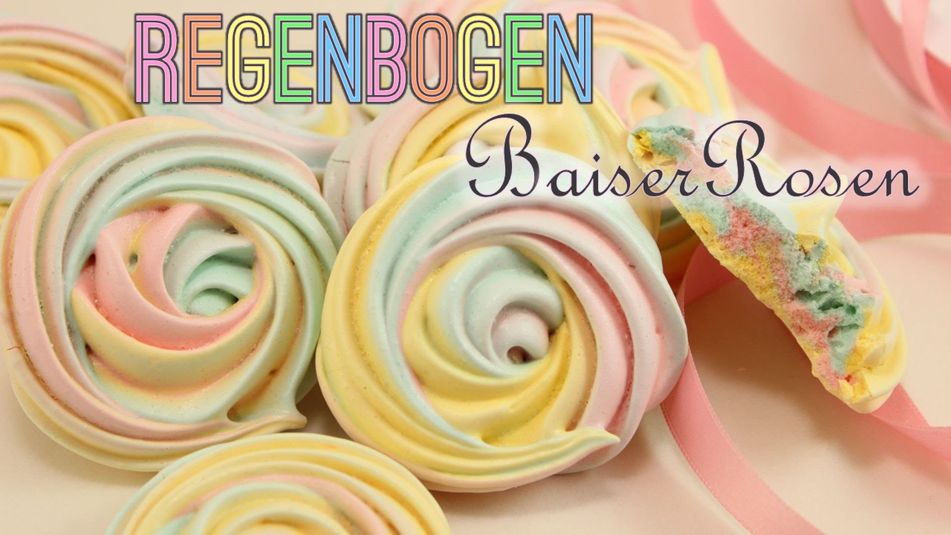Regenbogen Baiser Rosen | Rainbow Rose Meringue Cookies