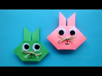 Osterhasen falten - Origami Hasen basteln mit Kindern - Geschenke basteln mit Papier