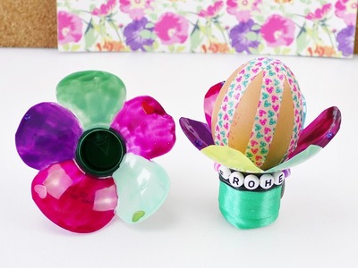DIY Eierbecher aus Mineralwasserflasche | Blumen Eierbecher für Ostern | Schöne Frühlingsdeko