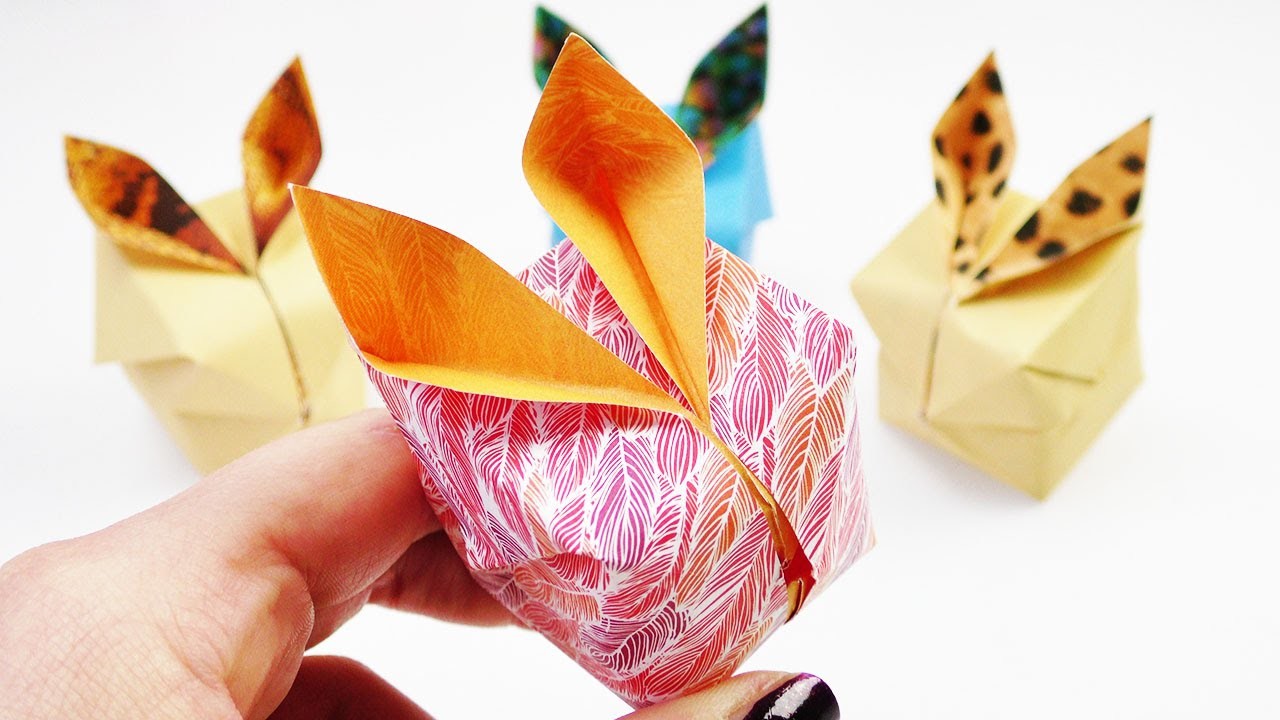 Osterhasen Origami DIY | Süße 3D Hasen als Frühlings Dekoration | Falten mit Musterpapier