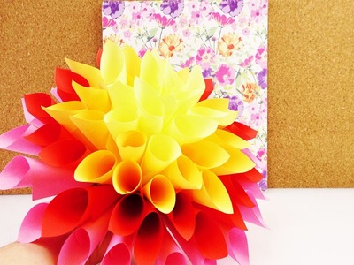 Super große Papier Blume als Frühlingsdeko | Dahlie aus Notizzetteln kleben | Super Zimmerdeko