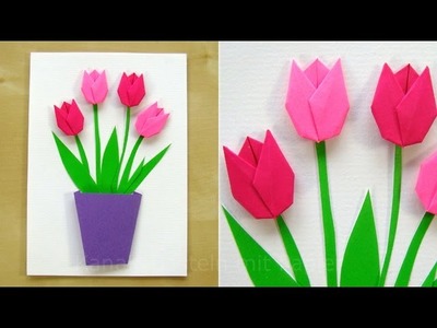Basteln mit Papier: Blumen selber machen - DIY Geschenke basteln - Tulpen basteln - Geschenkideen