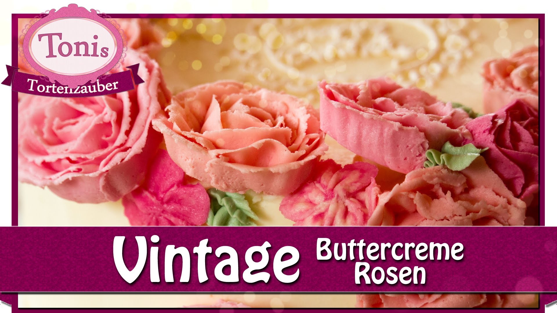 Vintage-Rosen aus farbiger Buttercreme. Blumen & Blüten. Tonis Tortenzauber #0016