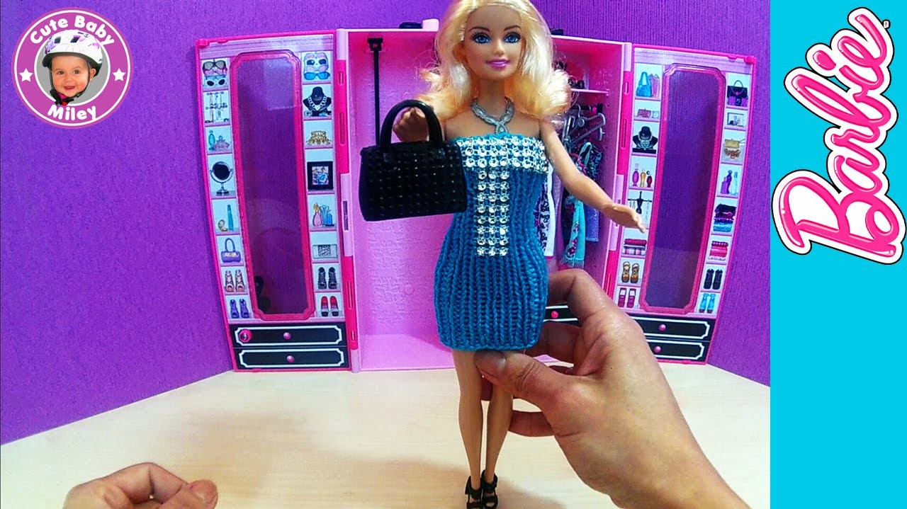 Barbie Strickkleid DIY in türkis - Barbie Kleider in Handarbeit