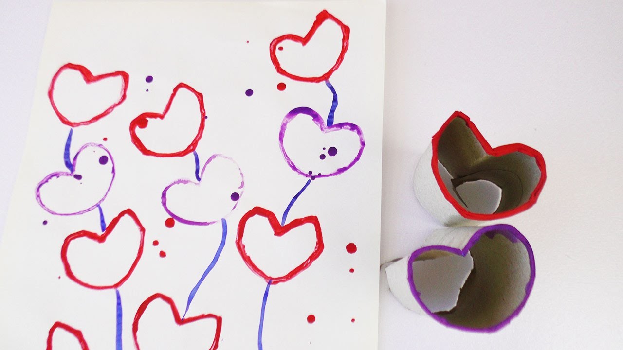 Stempel doch mal! Herz Stempel aus Papprolle basteln – Süße Bilder pressen – Streetart Anfänger Demo