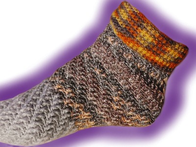 Wirbel-Socken ohne Ferse häkeln lernen für Linkshänder