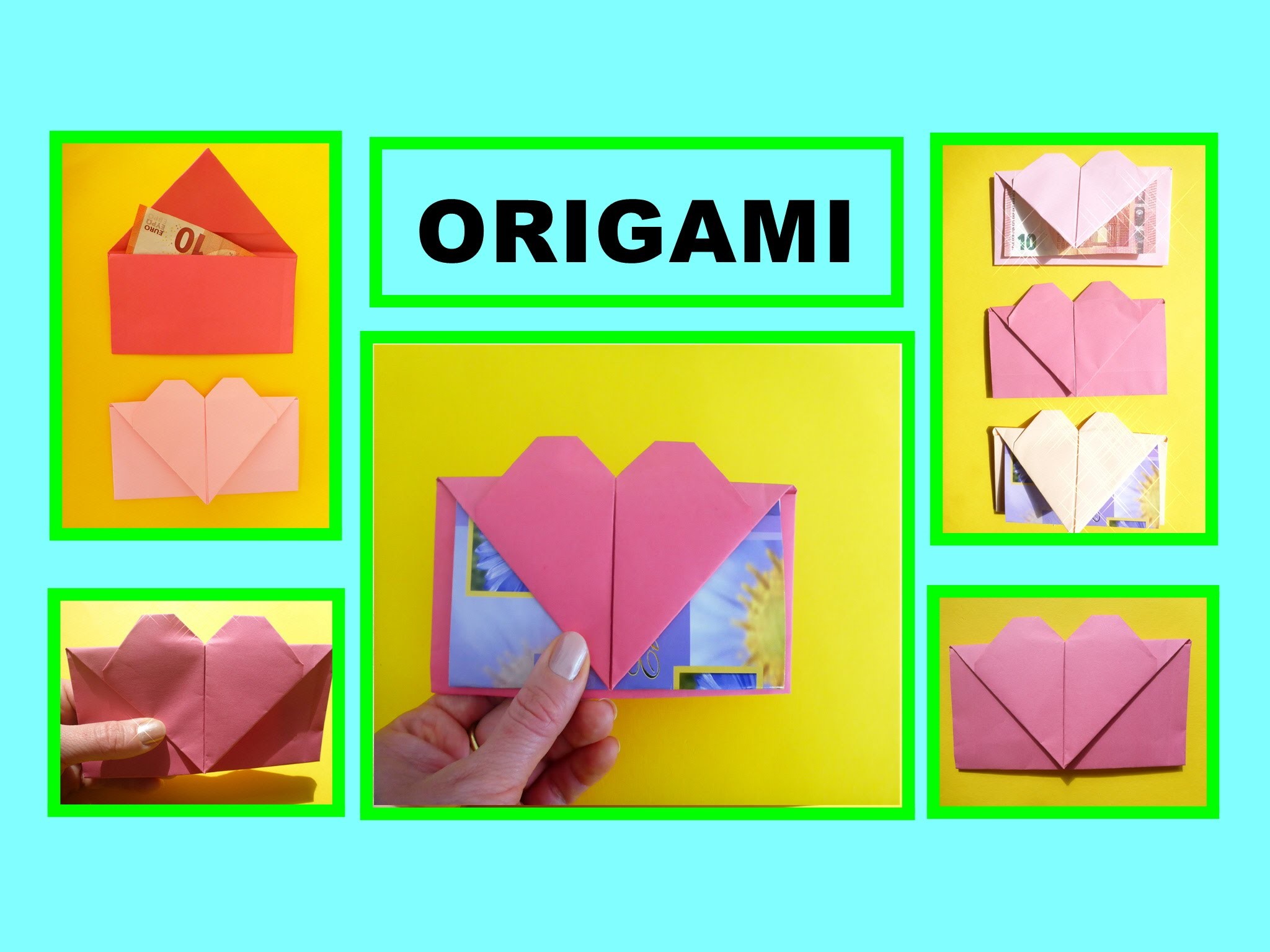 DIY Origami Herz - Briefumschlag falten, Geschenk zum Muttertag, Paper Heart Envelope