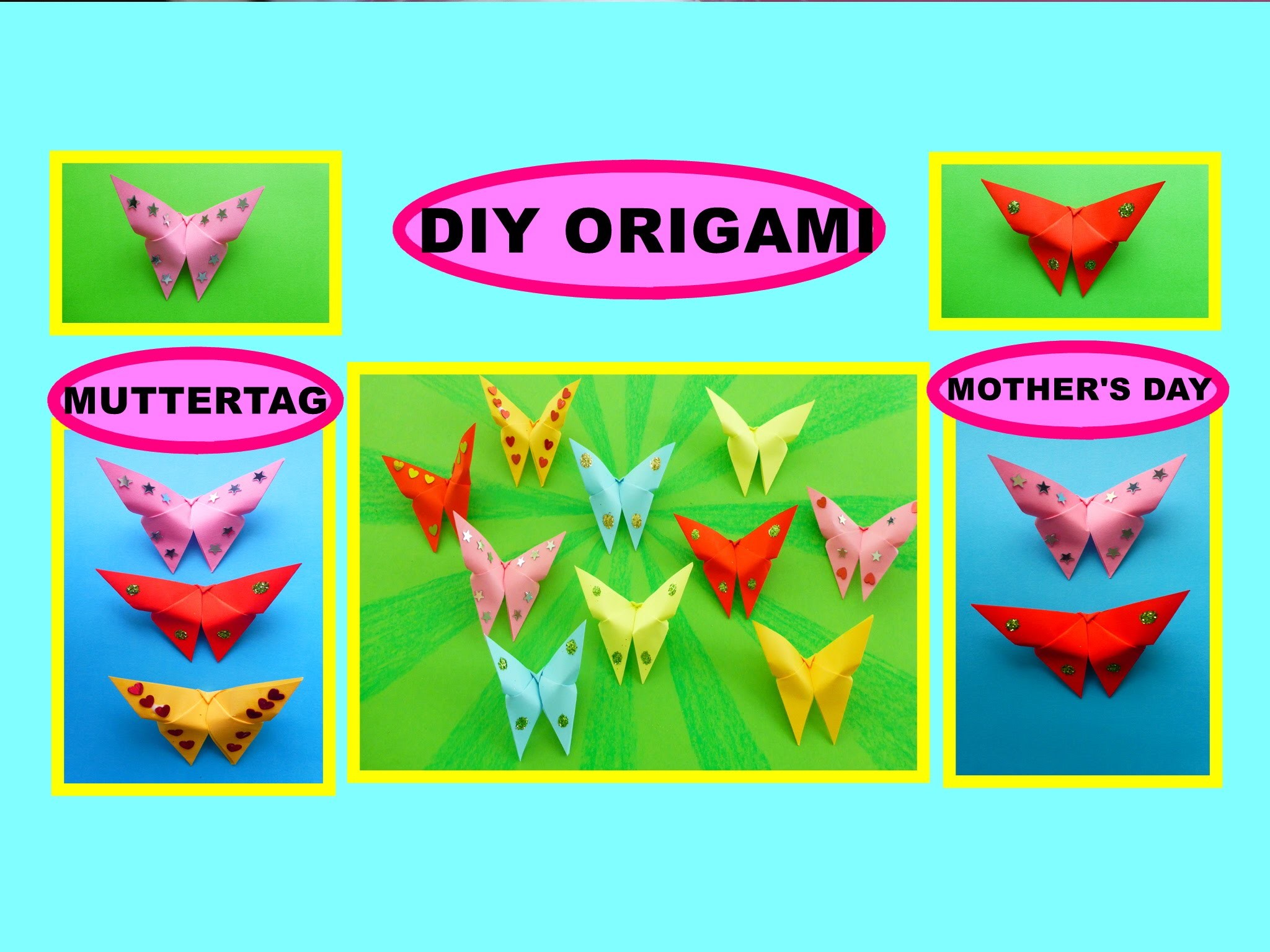 DIY Origami Paper Butterfly, Gift Ideas for Mothers day. Schmetterling als Geschenk zum Muttertag