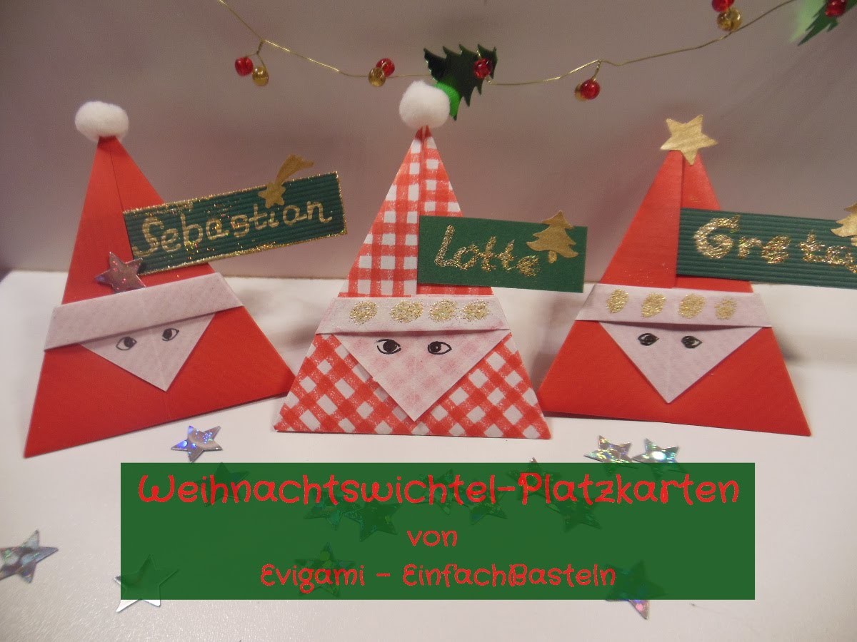 Origami-Weihnachtswichtel-Platzkarte