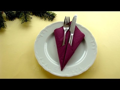 Servietten falten einfach: Bestecktasche falten - DIY Tischdeko z.B. Ostern