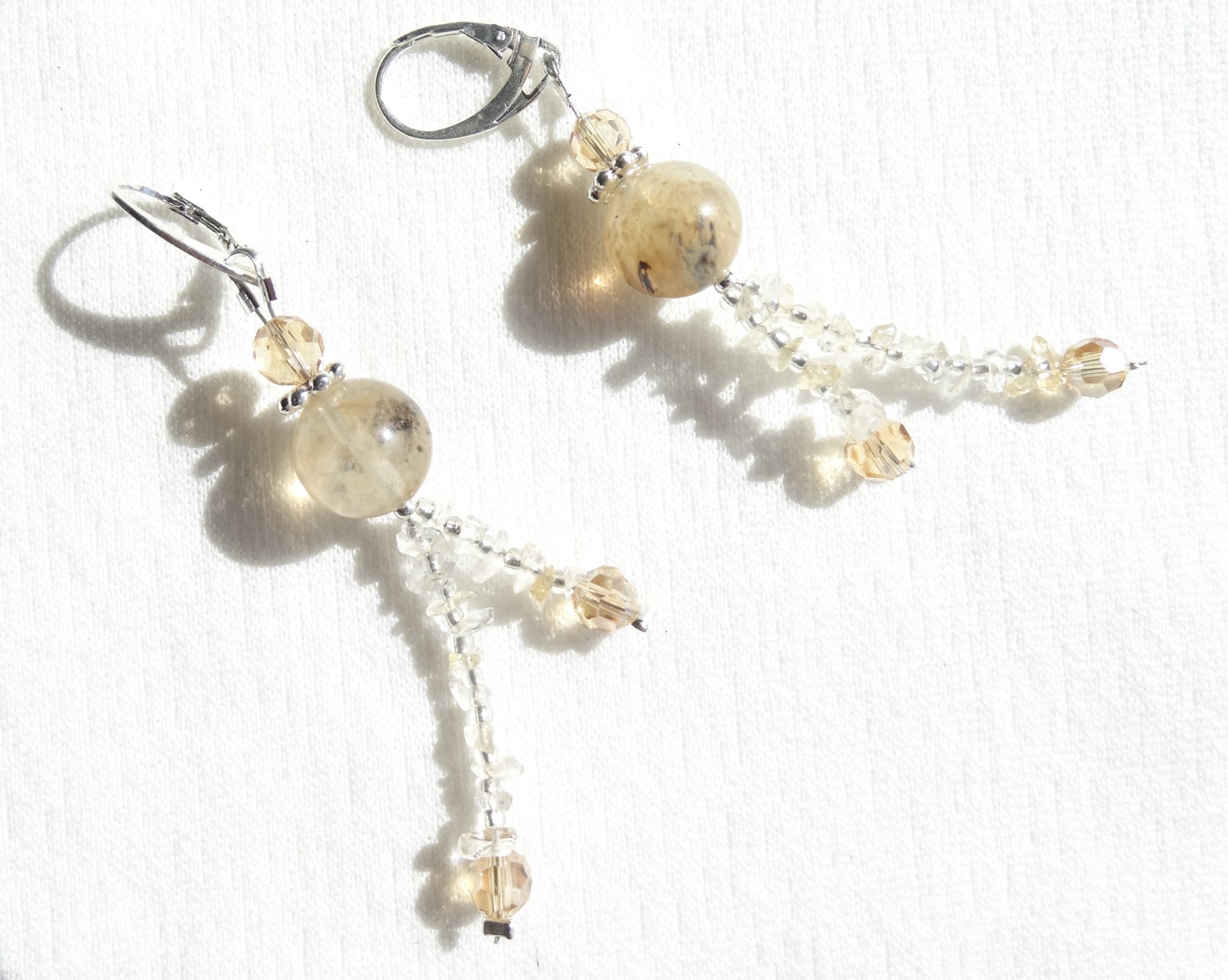 DIY Perlen Ohrringe mit Steinsplitter selber basteln