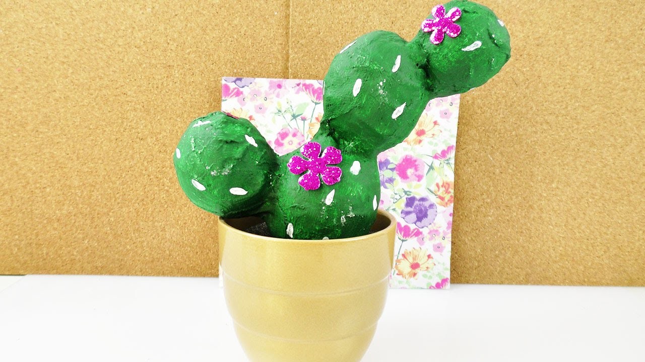 DIY Kaktus aus Gips | Coole Pflanzen Deko für die Fensterbank selber machen | süße Zimmerdeko