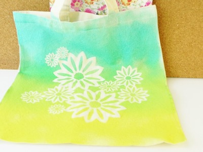 DIY Tasche mit Farbverlauf für den Sommer gestalten | Tolles Blumen Muster | Super einfach & schnell